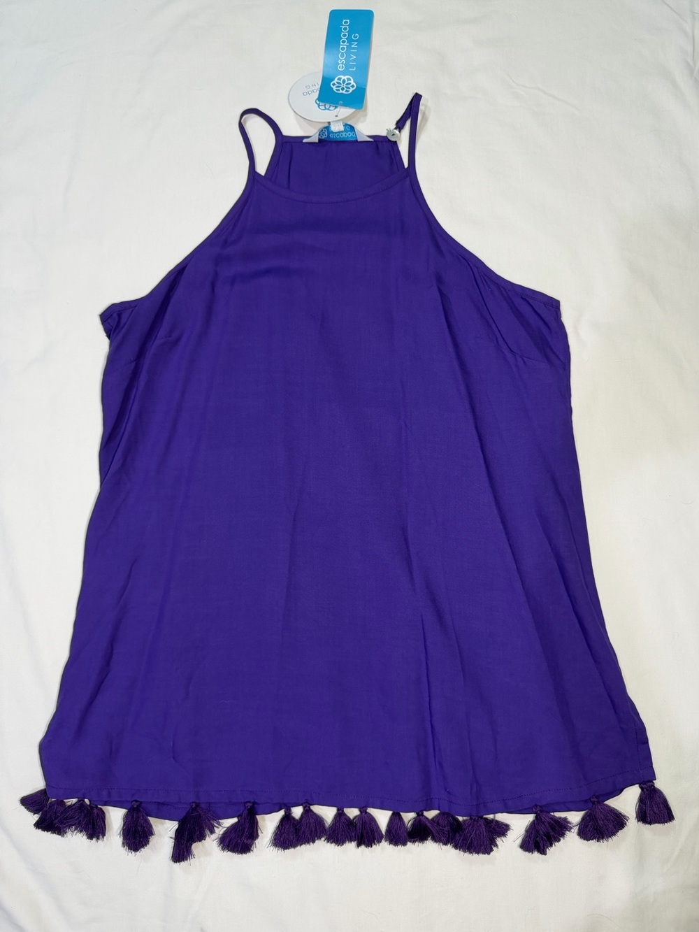 Escapada NEW Sleeveless Vibrant Grape Purple Tassel Trim “Karen Top” Size Small